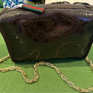 Gucci GG logo Parfums to Crossbody HTF Brown Bag New!